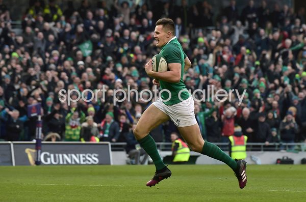 Jacob Stockdale scores Ireland v Wales Dublin 6  Nations 2018