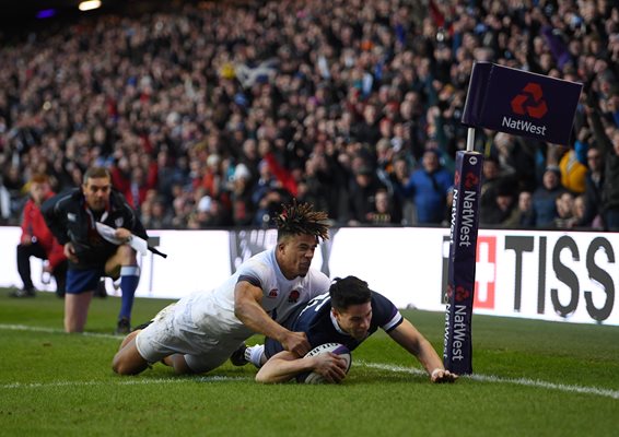 Sean Maitland scores Scotland v England Murrayfield Six Nations 2018