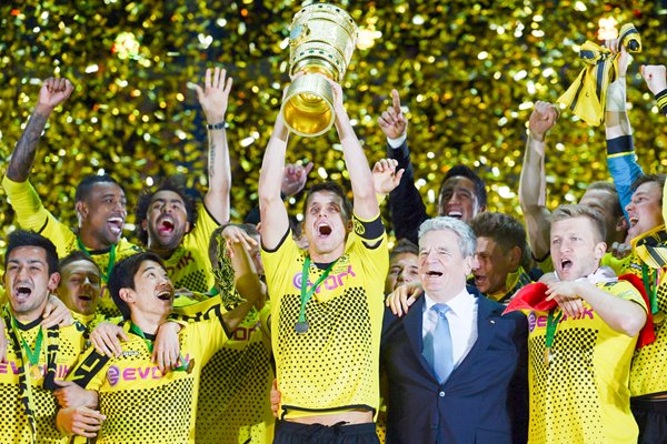 Borussia Dortmund celebrate winning DFB Cup