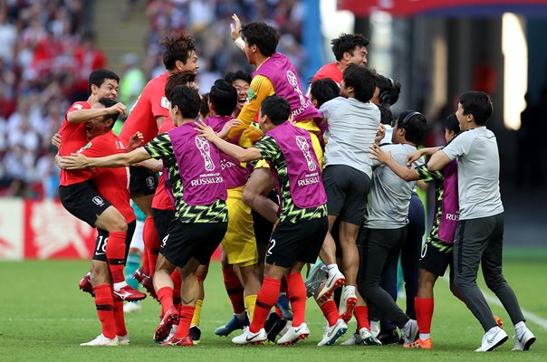 South Korea celebrate win v Germany Group F World Cup 2018