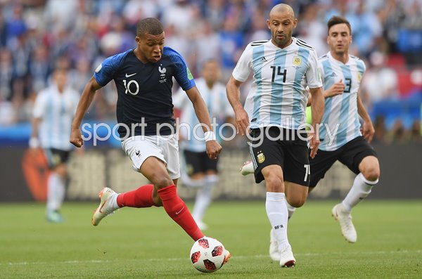 Kylian Mbappe France breaks away v Argentina World Cup 2018