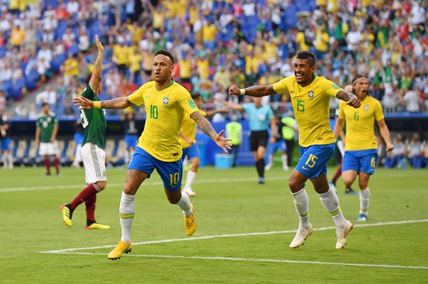 Neymar Brazil scores v Mexico Last 16 World Cup 2018
