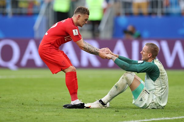 Kieran Trippier England consoles Robin Olsen Sweden Samara World Cup 2018