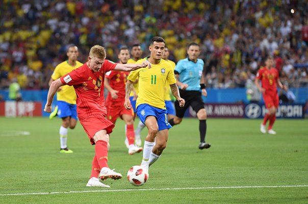 Kevin De Bruyne Belgium scores v Brazil World Cup 2018