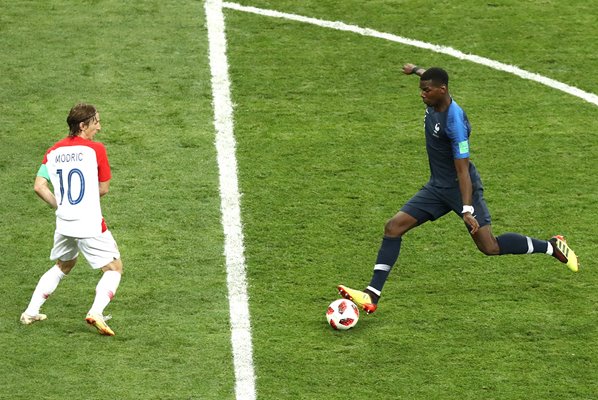 Paul Pogba France shoots v Croatia World Cup Final 2018