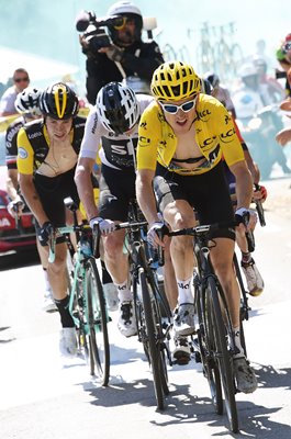 Geraint Thomas climbs Alpe d'Huez Stage 12 Tour de France 2018