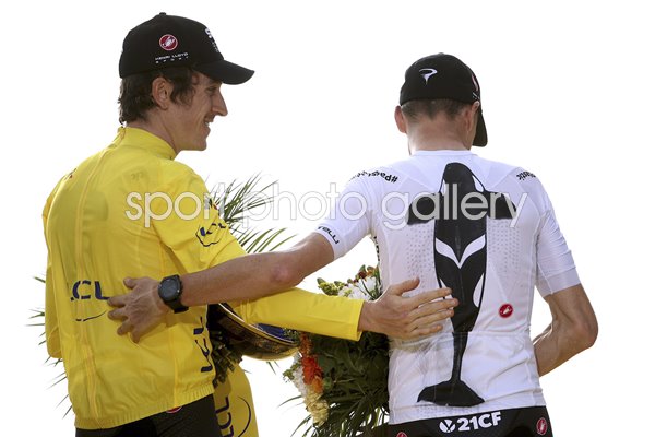 Geraint Thomas Chris Froome Podium Tour de France 2018
