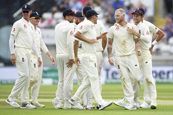 Ben Stokes Team Celebrates England v India 1st Test Day Two
