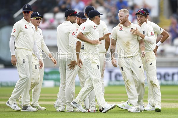 Ben Stokes Team Celebrates England v India 1st Test Day Two