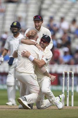 James Anderson Celebration England v India 1st Test Day Four