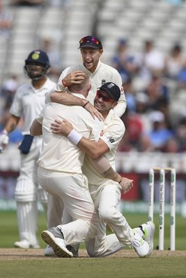 James Anderson Celebration England v India 1st Test Day Four