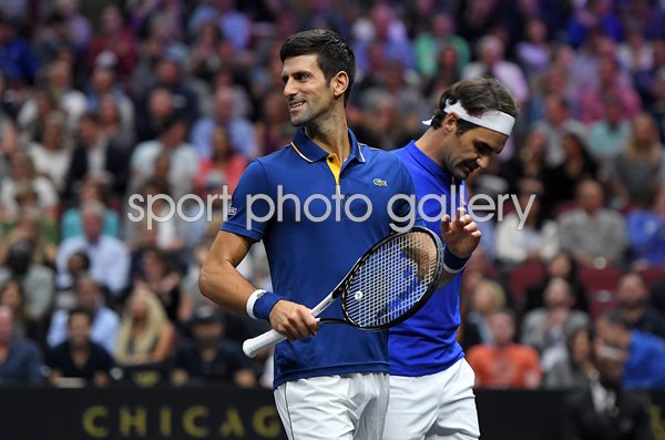 Roger Federer & Novak Djokovic Laver Cup Doubles USA 2018