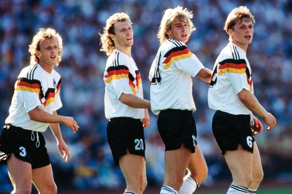 Brehme, Rolff, Klinsmann and Borowka line up - Euro 1988