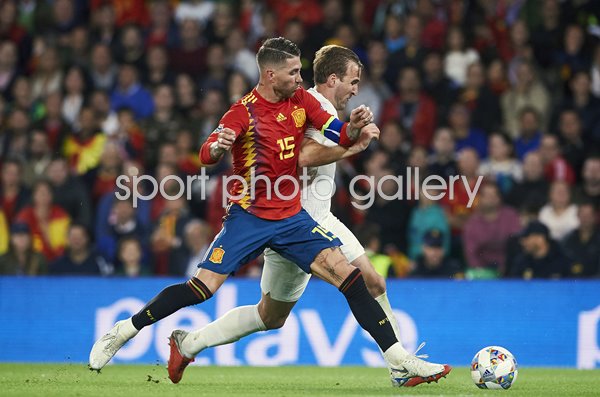 Harry Kane England v Sergio Ramos Spain Seville 2018