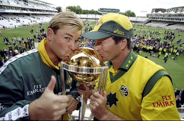 Shane Warne & Steve Waugh Australia World Champions Lords 1999