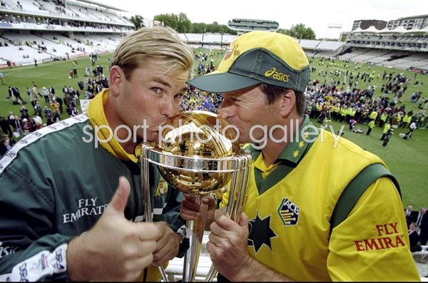 Shane Warne & Steve Waugh Australia World Champions Lords 1999