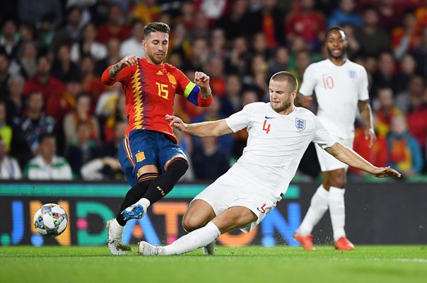 Eric Dier England tackles Sergio Ramos Spain Seville 2018