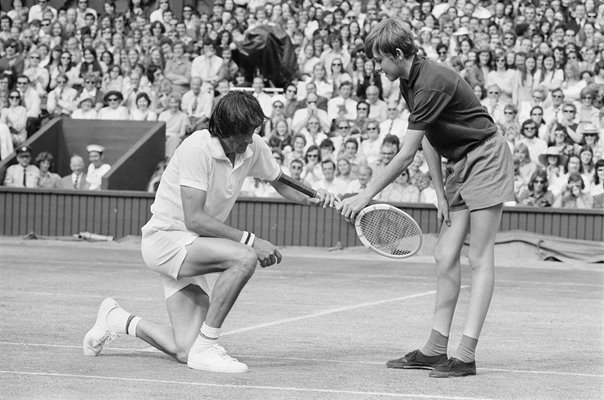 Ilie Nastase Romania and Ball Boy Wimbledon 1972
