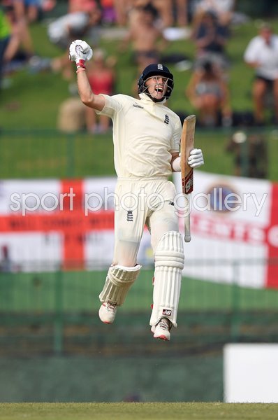 Joe Root England celebrates 100 v Sri Lanka Kandy 2018