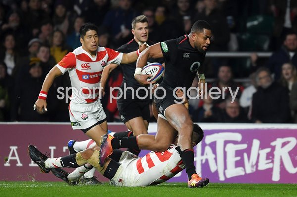 Joe Cokanasiga England scores v Japan Twickenham 2018