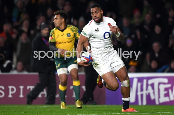 Joe Cokanasiga England scores v Australia Twickenham 2018