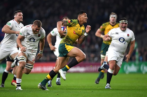 Israel Folau Australia scores v England Twickenham 2018