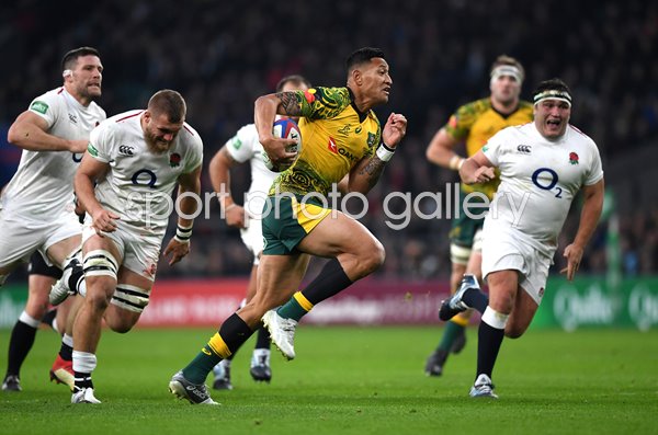 Israel Folau Australia scores v England Twickenham 2018