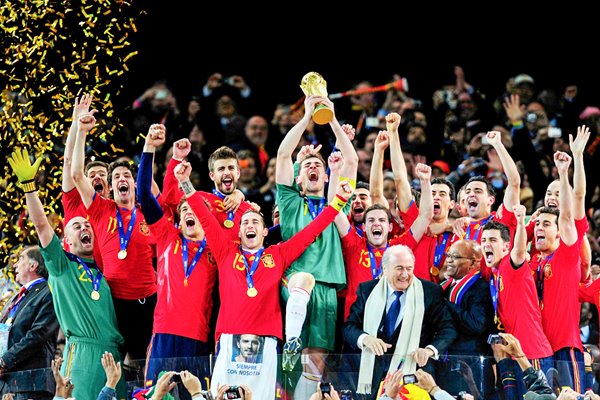 2010 World Cup - Iker Casillas of Spain lifts the trophy 