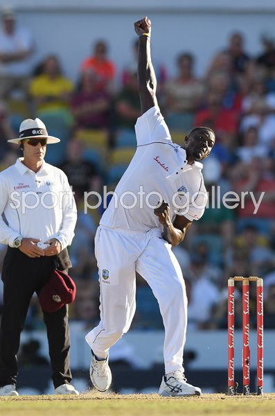 Jason Holder West Indies bowls v England Barbados 2018