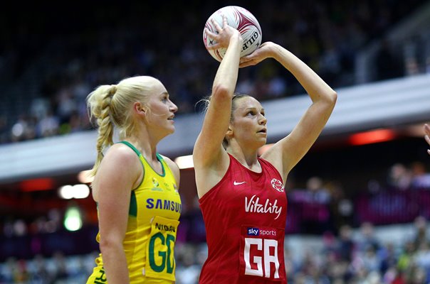 Jo Harten England v Australia Netball Quad Series London 2019