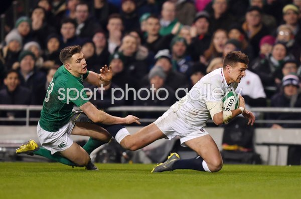 Henry Slade England scores try v Ireland Dublin Six Nations 2019
