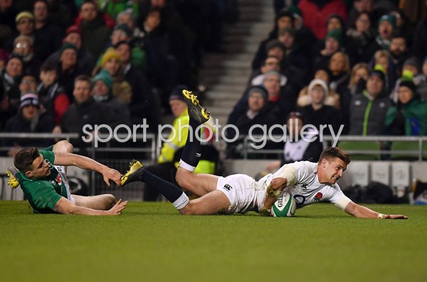 Henry Slade England try v Ireland Dublin Six Nations 2019