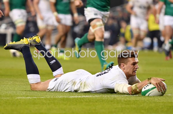 Henry Slade England try v Ireland Dublin 6 Nations 2019