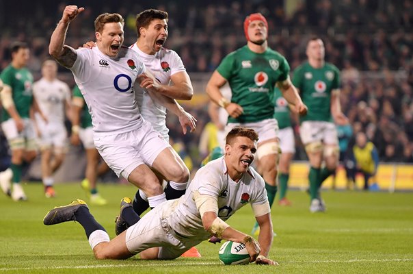 Henry Slade England scores v Ireland Dublin 6 Nations 2019