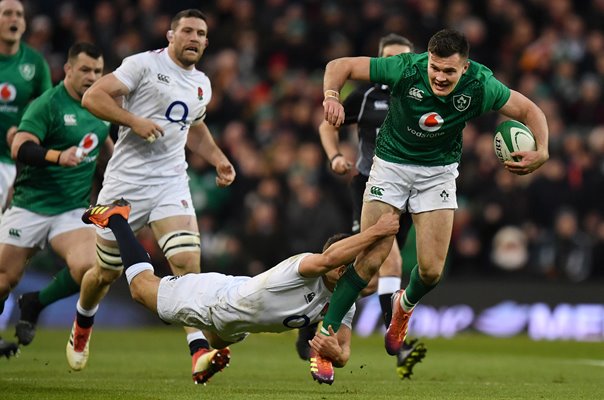 Jacob Stockdale Ireland tackled by Ben Youngs England 2019