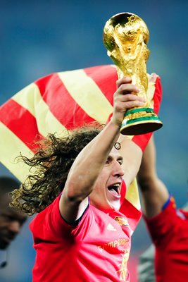 2010 World Cup Carles Puyol lifts the trophy