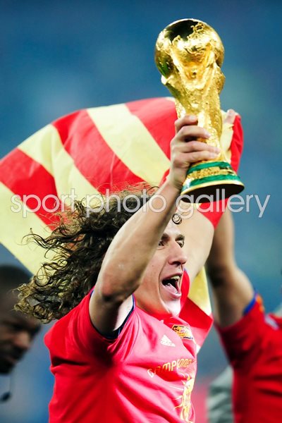 2010 World Cup Carles Puyol lifts the trophy