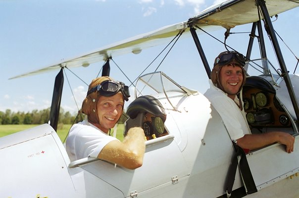 David Gower & John Morris Tiger Moth Plane Flight Ashes Tour 1991