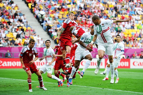 Pepe header Portugal v Denmark EURO 2012
