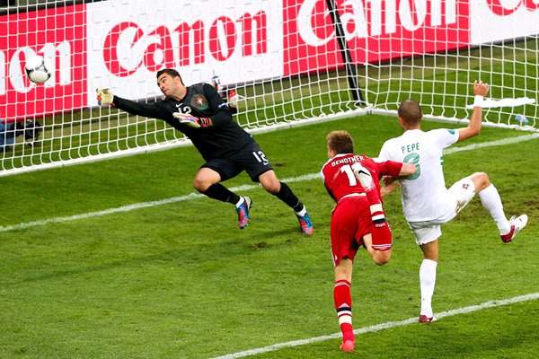 Nicklas Bendtner Denmark v Portugal EURO 2012