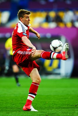 Nicklas Bendtner Denmark action EURO 2012