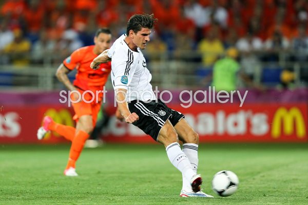 Mario Gomez scores Germany v Holland EURO 2012