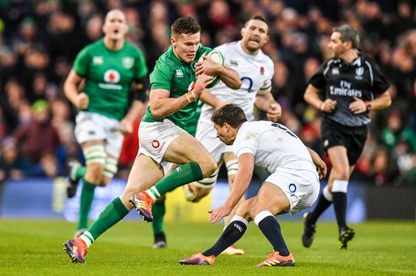 Jacob Stockdale Ireland v Ben Youngs Dublin 6 Nations 2019