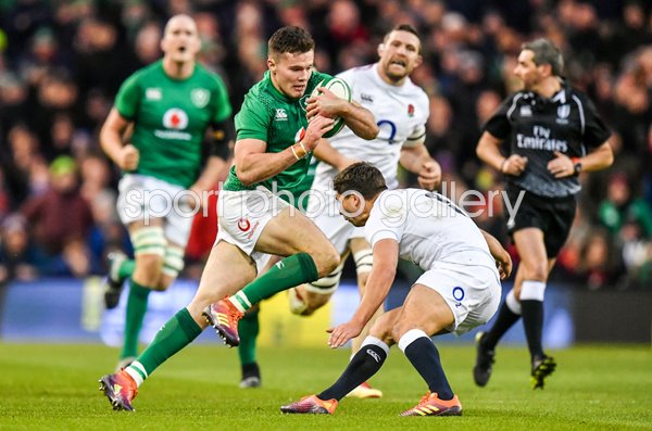 Jacob Stockdale Ireland v Ben Youngs Dublin 6 Nations 2019