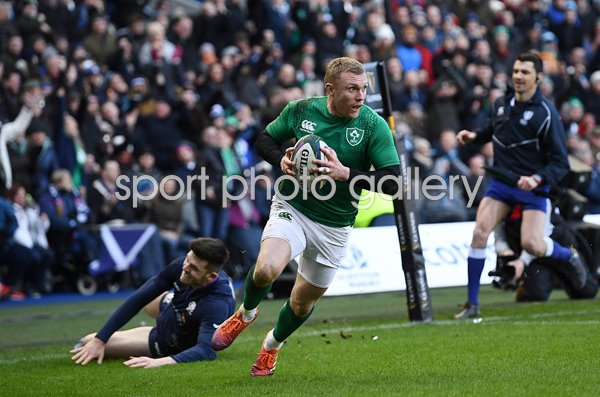 Keith Earls Ireland scores v Scotland Murrayfield Six Nations 2019
