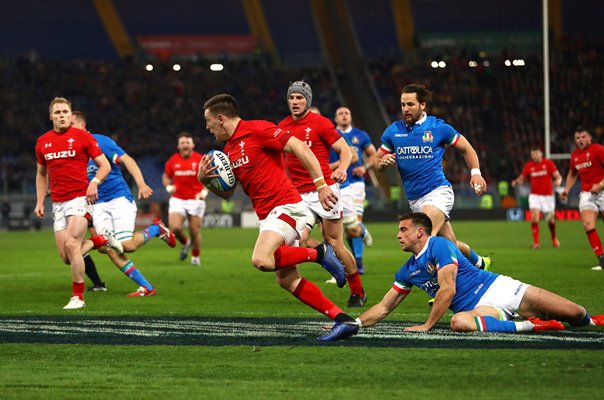 Josh Adams Wales scores v Italy Rome Six Nations 2019