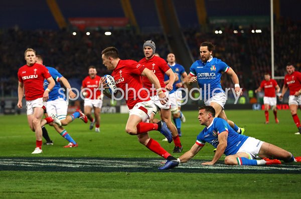 Josh Adams Wales scores v Italy Rome Six Nations 2019