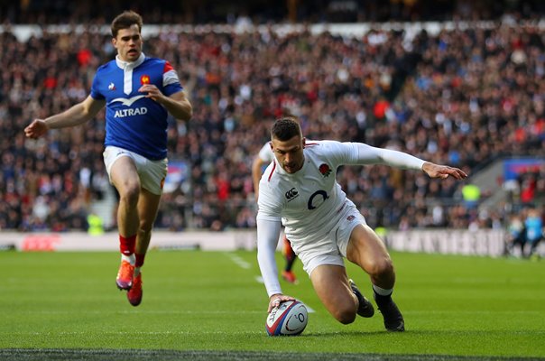 Jonny May England scores hat trick v France 6 Nations 2019