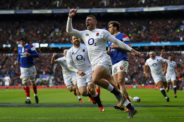 Jonny May England hat trick v France London 6 Nations 2019