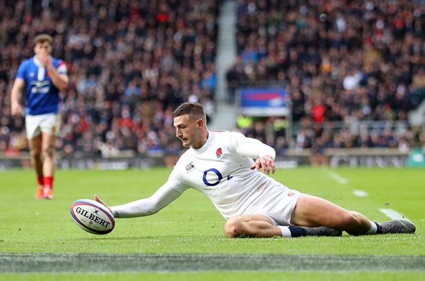 Jonny May England hat trick v France Twickenham 6 Nations 2019